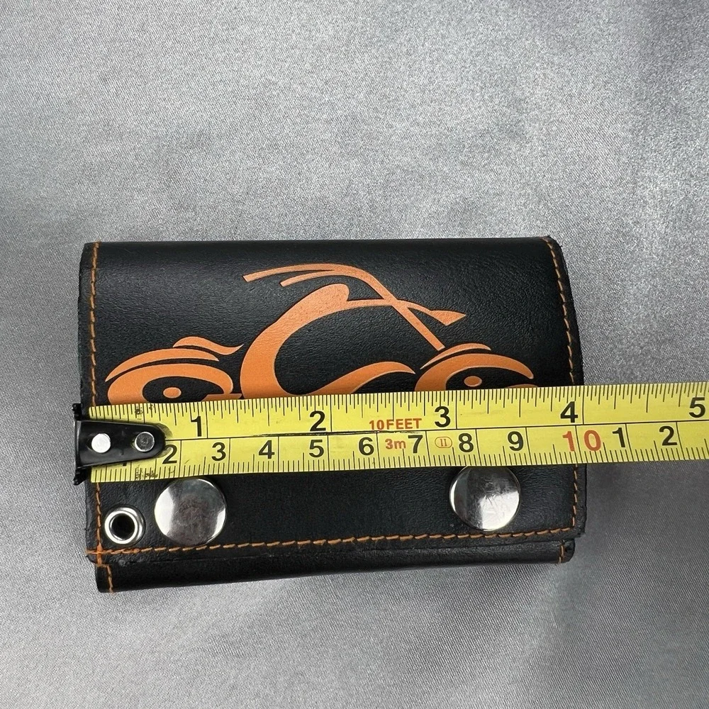 Vintage Orange County Choppers Black Orange Leather TriFold Wallet No Chain Y2K